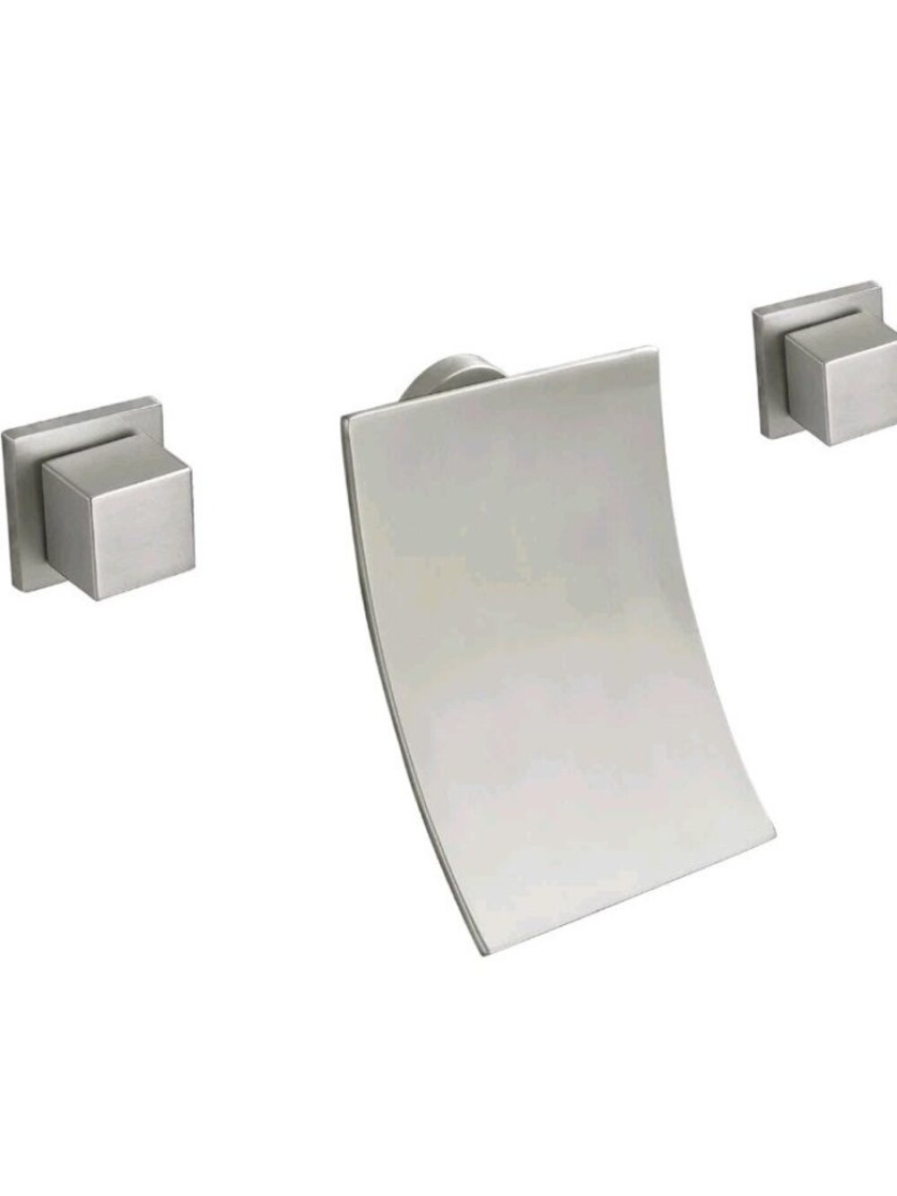 WATERFALL VESSEL SINK FAUCET WALL MOUNT 2 HANDLE BRUSHED NICKEL